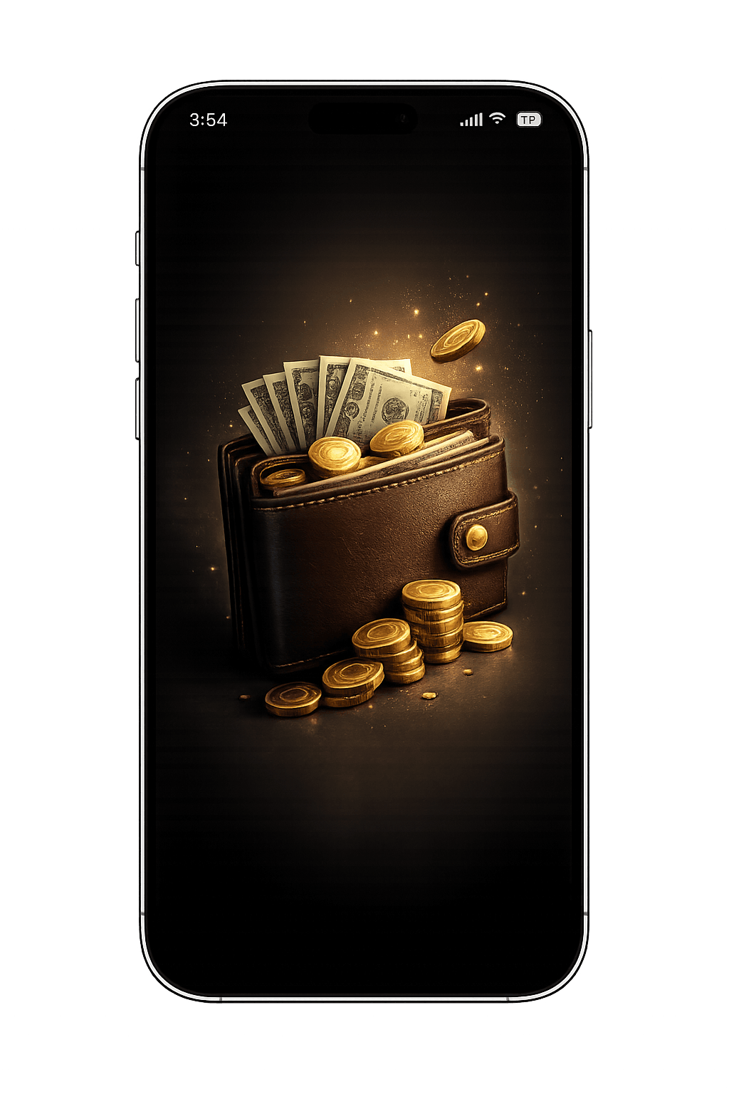 Creator earnings dashboard on a dark 6chatting device screen with coin stats and breakdown