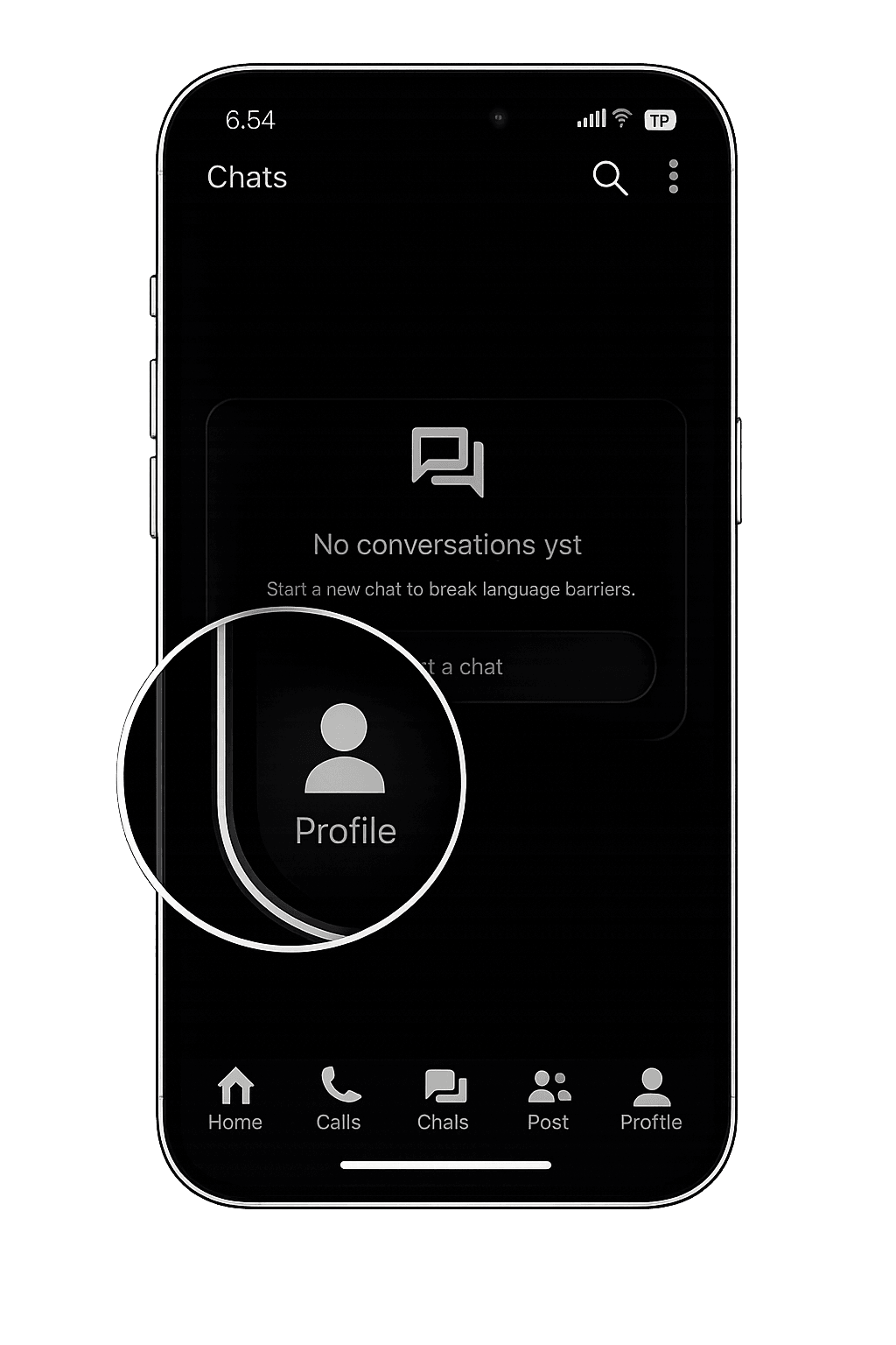Profile icon highlighted on 6chatting navigation