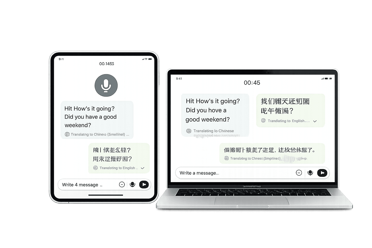 Voice translation on mobile and laptop devices